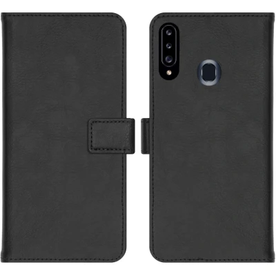 Abbildung von Samsung Galaxy A20s Hülle Kunstleder iMoshion Klapphülle Handyhülle Schwarz