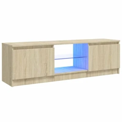 Abbildung von vidaXL TV Schrank mit LED Leuchten Lowboard Sideboard Fernsehschrank Fernsehtisch Möbel Tisch Board HiFi Sonoma Eiche 120x30x35,5cm