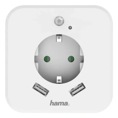 Abbildung von Hama LED Nachtlicht &quot;Nachtlicht mit Steckdose und USB 2.4A, 2 Ausgänge, Helligkeitssensor&quot;