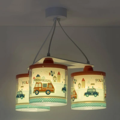Abbildung von Dalber kinderlampe Pendelleuchte Hängelampe 3 Lichter Police Autos Polizei, Blau