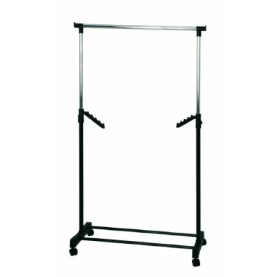 Abbildung von HAKU Möbel Rollgarderobe Chrom, schwarz, Kunststoff, Metall Maße: B 81 cm x H 100 177 T 42 cm, Style: Modern