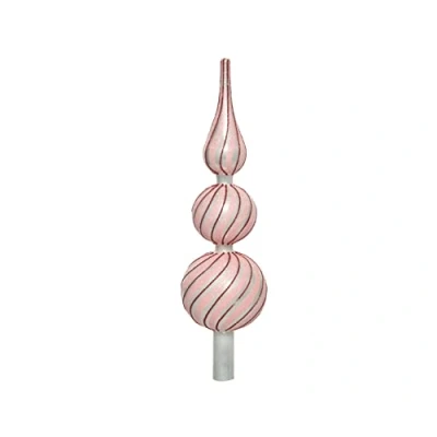 Abbildung von Kaemingk Christbaumspitze Glas 31cm hoch, D=8cm Streifen Muster gestreift Weihnachtsbaumspitze rot rosa