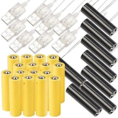 Abbildung von revolt AA Stromadapter: 8er Set Universal USB Batterie Adapter, ersetzt 24 Batterien (Batterie Fach Netzteil, Batteriegerät Akku Ladegerät)