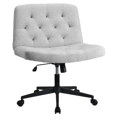 Abbildung von WangPangzi Armloser Bürostuhl mit mittlerer Rückenlehne, Breiter Schreibtischstuhl aus Stoff,höhenverstellbare Gaming Stuhl, Schlafzimmer Dressing Stuhl(Grau)