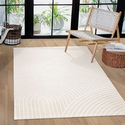 Abbildung von Paco Home Teppich &quot;Luzern 652&quot;, rechteckig, Kurzflor, Uni Farben, Hoch Tief Struktur, Scandi Design