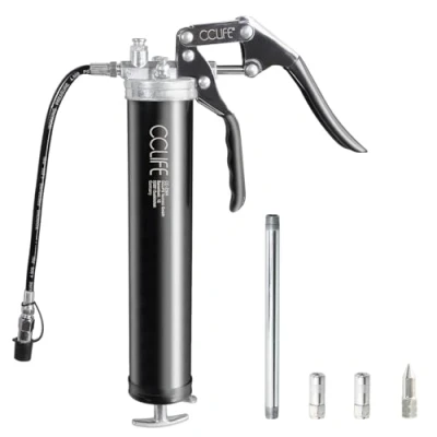 Abbildung von CCLIFE Fettpresse Einhand 6000 PSI Schmierung Hebelfettpresse 12&#039; Flexschlauch und Metall Verlängerung für 400g Kartusche
