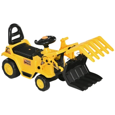 Abbildung von HOMCOM Trettraktor Aufsitzbagger mit Schaufel, Hupe, Sound Effekten, Gelb+Schwarz, 83L x 27B 39H cm