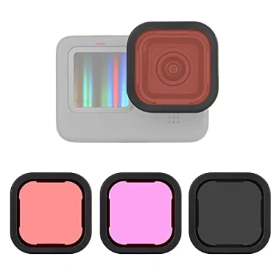 Abbildung von SOONSUN Objektivfilter ND16 / Hellrot/Magenta, Filter für GoPro Hero 12, 11, 10, 9, Schwarz, Neutraldichte und Farbkorrektur, Tauchobjektivfilter Set Schwarze Kamera,