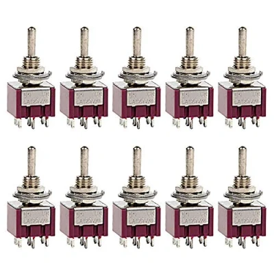 Abbildung von ETOPARS 10 Stück Mini Miniatur Kippschalter EIN 6A 125V / 3A 250V 6 Kontakte DPDT 2 Position Auto Armaturenbrett Wippschalter Lötanschluss