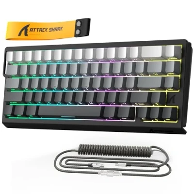 Abbildung von MAMBASNAKE x Attack Shark X68HE Mechanische Tastatur mit Magnetschalter und Rapid Trigger, 0,01 mm einstellbare Betätigung, kabelgebundene 60% Gaming Spiralkabel, 8KHz, SOCD(Moon Night)