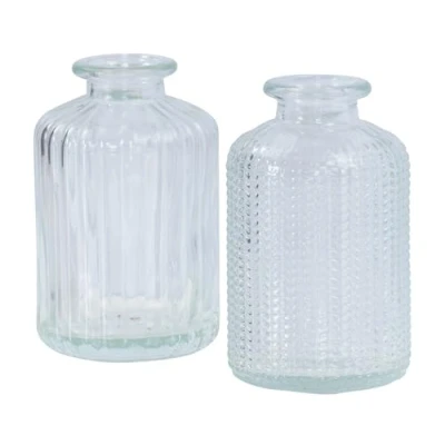 Abbildung von Levandeo® Dekovase, 2er Set Vase H10cm Weiß Klar Glas Blumenvase Tischdeko Frühling