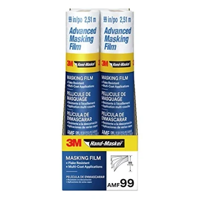Abbildung von 3M Hand Masker Advanced AMF99 8C Abdeckfolie, 8 Rollen, 251,5 cm x 27,4 m, statische Haftung hält die Folie an Ort und Stelle, verhindert das Durchlaufen von Flüssigkeiten, abblätterfest, für den