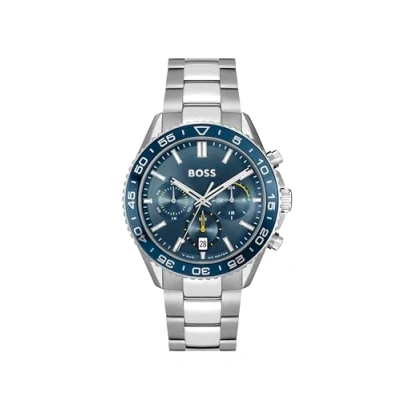 Abbildung von BOSS Runner Chronograph silvercoloured/blue, Herren, Größe: One Size, Silver coloured/blue