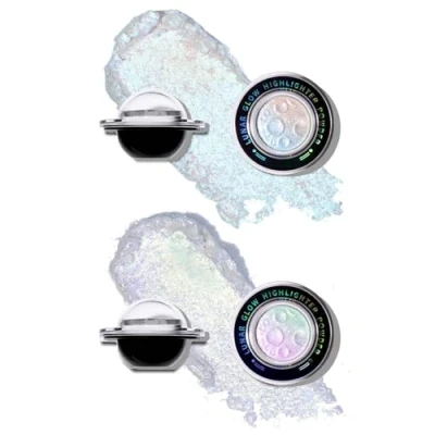 Abbildung von Chamäleon Gesichts Highlighter Palette, holografischer Planetengesicht Textmarker, 2 Farben, langanhaltender metallischer Glitzer, matter Lidschatten, Eck Augen Highlighter, seidig cremiger