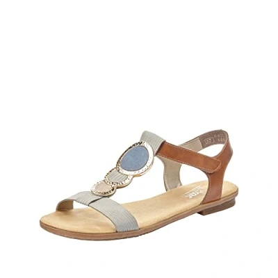 Abbildung von Rieker Riemchensandale, Sommerschuh, Sandalette, Blockabsatz, mit angesagtem Schmuckelement