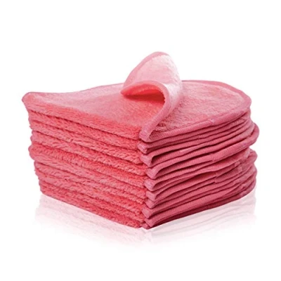 Abbildung von 10 er Set Make Up Entferner Tuch Mikrofaser Abschminktücher fürs Gesicht Microfaser Gesichtsreinigungstuch ideal für sensible Haut ÖKO TEX 100 STANDARD ca. 300 g/m² 40 x 18 cm Pink