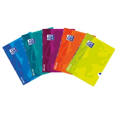 Abbildung von Oxford OPENFLEX Schulheft A5, 60 Blätter, kariert, 5 Stück Packung Farbenmix