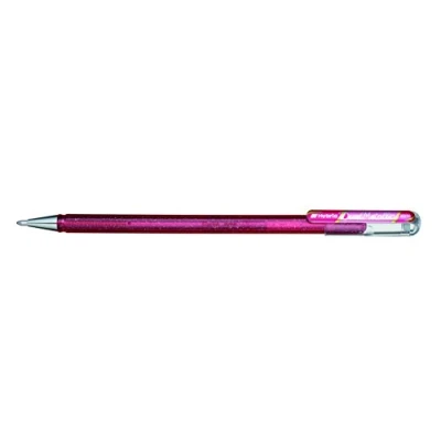 Abbildung von Pentel K110 DPX Dual Metallic Hybrid Gelroller, Glitzer Gel, 12er Pack, pink 2 verschiedene Farb Effekte auf hellem/dunklem Papier pink+metallic