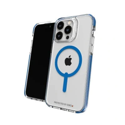 Abbildung von Gear4 ZAGG Santa Cruz Snap D30 Schutzhülle Kompatibel mit iPhone 14 Pro Max, Schlank, Stoßfest, Kabelloses Laden, Magnetisch, MagSafe Kompatibel, (Blau)