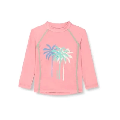 Abbildung von Playshoes Unisex Kinder UV Schutz Bade Shirt Schwimmshirt Badebekleidung, Palmen Koralle Langarm, 134/140