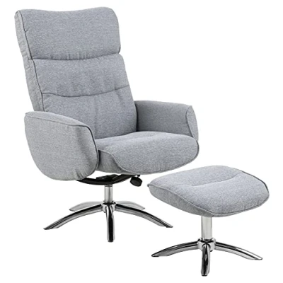 Abbildung von AC Design Furniture Sessel Wesley, B: 76 x T:127,5 H: 108,5 cm, Stoff, Grau