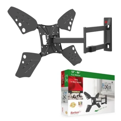 Abbildung von Barkan lange TV Wandhalterung, 13 80 Zoll Schwenkbar / Neigbar Vollbewegung flach &amp; curved Fernseher Halterung, hält bis 50Kg, extra langer Auszug, für LED OLED LCD, Max. VESA 600x400