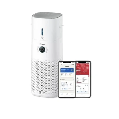 Abbildung von Philips Kombigerät Luftbefeuchter und reiniger &quot;AC3737/10 3000 Series&quot;, für 131 m² Räume, mit 505 m3/h CADR 650 ml/h Befeuchtungsrate, WLAN, Air+ App
