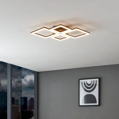 Abbildung von Eglo 900318 Deckenleuchte PARANDAY Z Stahl, schwarz LED 42W 3000 6500K L:47cm B:43cm H:6.5cm dimmbar mit Connect Funktion