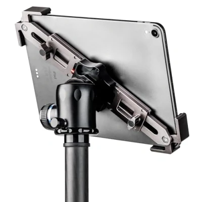 Abbildung von Tablet Stativhalterung für iPad Pro 13, 12,9, 11, Air, Surface Galaxy, 9 bis 14 Zoll, usw.; Stativgewinde 1/4 Zoll und 3/8 Arca Swiss kompatibel