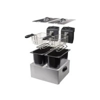 Abbildung von Tristar Kaltzonenfritteuse, 3600 W, Edelstahl Doppel Fritteuse 2x 3Ltr. Frittierkörbe Frittöse mit Fett