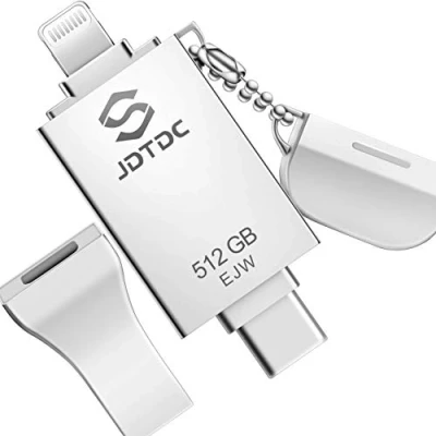 Abbildung von MFi zertifizierter 512GB USB Stick iPhone, 3 IN 1 Lightning Sticks Fotostick iPhone Speicherstick, iPad Speichererweiterung Handy Flash Laufwerk für 16 15 14 13 12 11/iPad/Android/PC