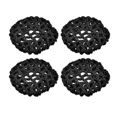 Abbildung von Romote Frauen Nylon Haarknoten Abdeckung Snoods Haarnetz für Ballett Tanz Skating (4 Stück), Schwarz