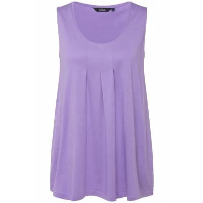 Abbildung von Ulla Popken Damen Top, Zierfalten, A Linie, Rundhals, Ärmellos, Modal Top Fältchen, Blaues Flieder, 42 44 Große Größen EU