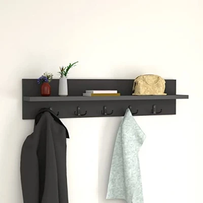 Abbildung von en.casa Wandgarderobe, »Hammarö« Flurgarderobe mit Ablage und 10 Kleiderhaken Anthrazit