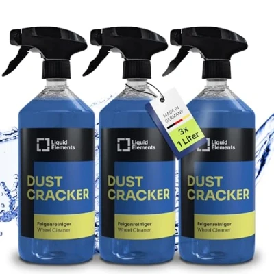 Abbildung von Liquid Elements Felgenreiniger Dust Cracker 3x1 Liter Auto Reiniger für alle Felgentypen wie Alufelgen &amp; Stahlfelgen säurefreier mit Wirkindikator entfernt hartnäckige Verschmutzungen