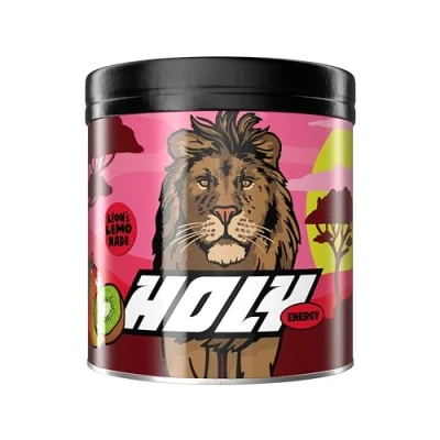 Abbildung von HOLY Energy Gaming Booster &#039;Lion&#039;s Lemonade&#039; mit Mango &amp; Kiwi Geschmack Pulver 50 Portionen NewCaff Grüntee Extrakt Focus Drink Vegan 100% natürlichen Fruchtaromen