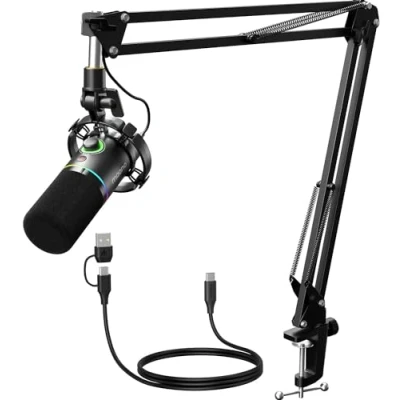 Abbildung von MAONO XLR/USB Dynamisches Mikrofon Set, RGB Podcast mit Arm, Software, Stummschalttaste, Gain Regler, für PC Gaming, Streaming, Aufnahme, PS4/5 Mac Mixer usw PD200XS Schwarz