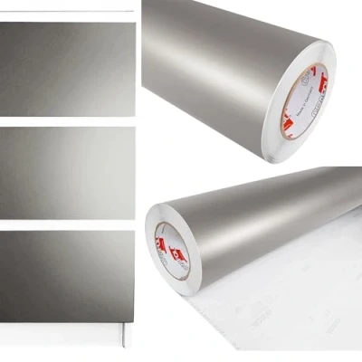 Abbildung von DecoMeister Klebefolien Deko Folie Selbstklebefolie Selbstklebende Möbelfolie Einfarbig für Interior Exterior Einheitliche Farbe Fertigrolle 100cm x 1000cm Silber Matt