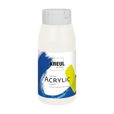 Abbildung von KREUL 17033 Solo Goya Triton Acrylfarbe mischweiß, 750 ml Flasche, schnell und matt trocknend, Farbe auf Wasserbasis, in Studioqualität, vielseitig einsetzbar, gut deckend ergiebig