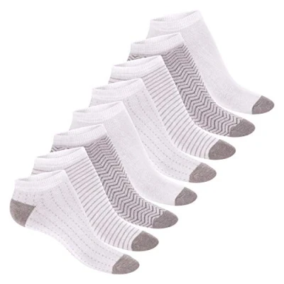 Abbildung von Footstar Damen Motiv Sneaker Socken (8 Paar), Kurze süße Söckchen mit Mustern Grau Melange 39 42