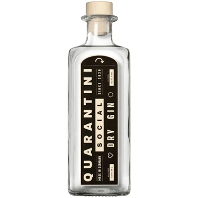 Abbildung von Quarantini Social Dry Gin mit fruchtigen Geschmacksnoten (500ml) Premium aromatischen Botanicals aus Papaya, Bergamotte und Pomeranze Perfekt geeignet als Geschenkset