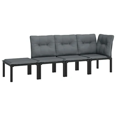Abbildung von vidaXL Sofaelement 4 tlg. Garten Lounge Set Schwarz und Grau Poly Rattan (1 St)