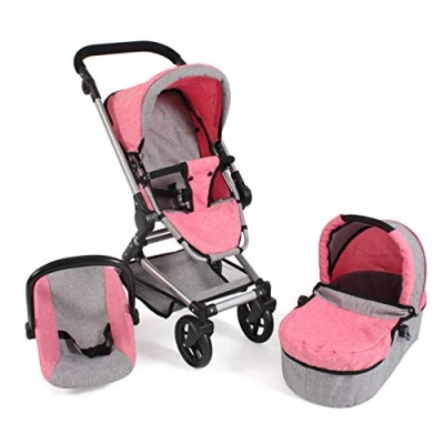 Abbildung von CHIC2000 Kombi Puppenwagen Fides 3in1, Melange Pink, mit Babywanne, Sportsitz und Autositz