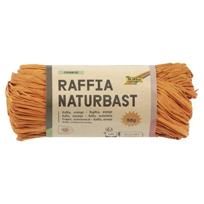 Abbildung von folia 9040 Raffia Naturbast orange, 1 Bündel mit 50 g, Schnur aus natürlichem Strohgemisch, ideal zum Basteln, zur Dekoration oder für Gestecke, Sträuße und andere floristische Arbeiten