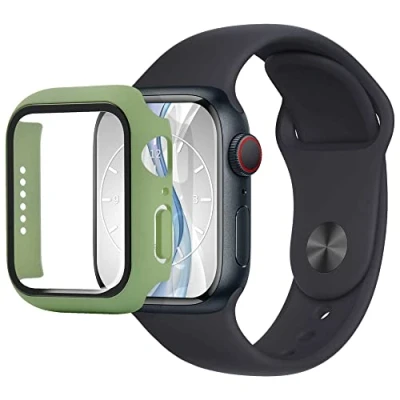 Abbildung von mtb more energy Hülle kompatibel mit Apple Watch 9, 8, 7 (45mm) pastellgrün integrierter Displayschutz aus gehärtetem Glas Rundum Schutz Bumper Gehäuse Schutzhülle Tempered Glass