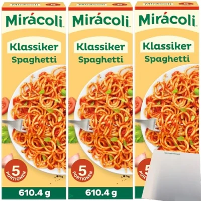 Abbildung von usy Bundle für Miracoli Spaghetti mit Tomatensauce Klassiker 5 Port. Packung 3er Pack (3x610,4g) + Block