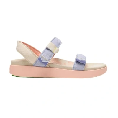 Abbildung von Satorisan Kona Linen Sandalen Damen Flache Leder und Leinen Farbe Romance Blue Größe 36