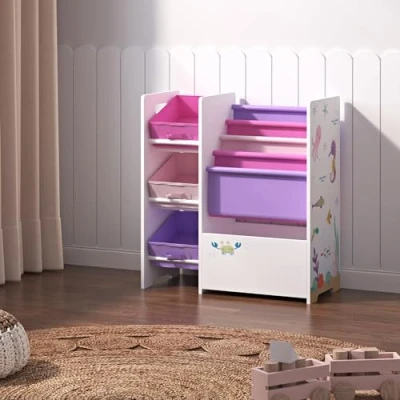 Abbildung von en.casa Kinderregal, »Vimianzo« Ozean Motiv 60 x 65 30 cm Rosa/Lila