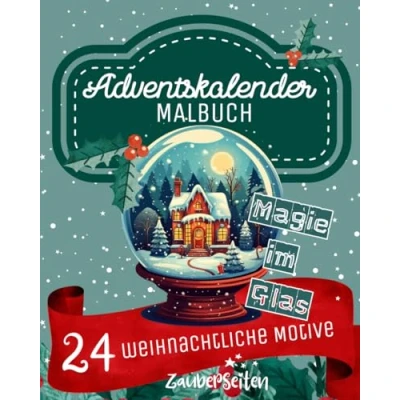 Abbildung von Adventskalender Malbuch für Erwachsene: 24 weihnachtliche Motive zum Ausmalen, Schneekugeln &amp; Weihnachten im Glas, Tage Auszeit