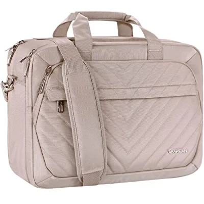 Abbildung von VANKEAN 17 Zoll Laptoptasche für Damen Mode, TSA freundliche Laptop tasche, wasserdichte Aktentasche Geschäftsreisen, Schule, Arbeitstasche mit RFID Taschen, Helles Altrosa